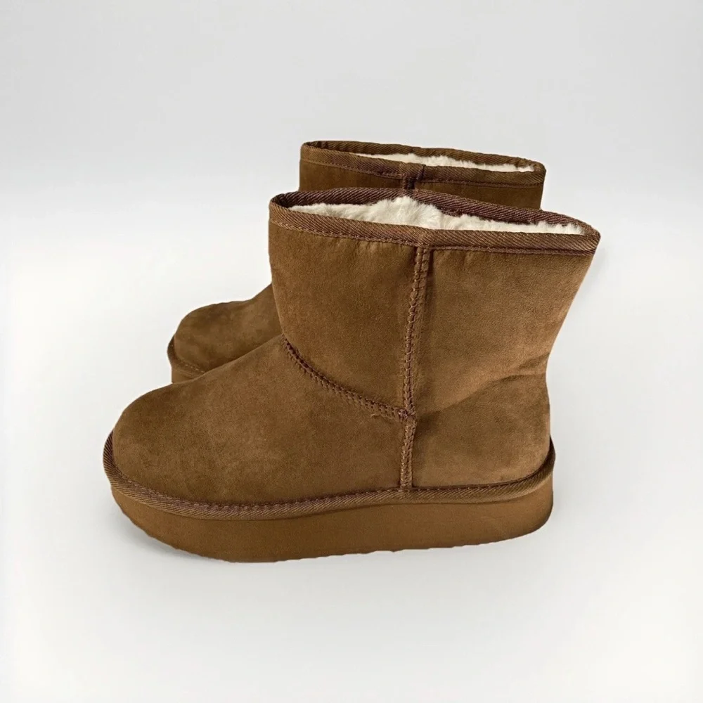 EUC Arizona Jean Cozy Brown Womens Boot Sz 7 platform heel memory foam Ruthie
